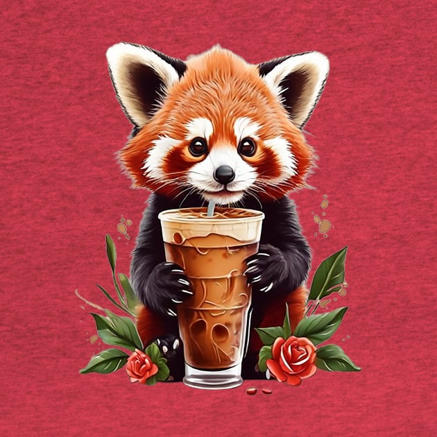 Iced Coffee and Red Panda by likbatonboot